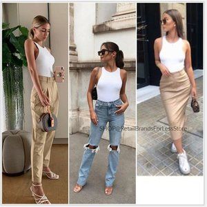 ZARA WHITE STRETCH HALTER NECK BODYSUIT